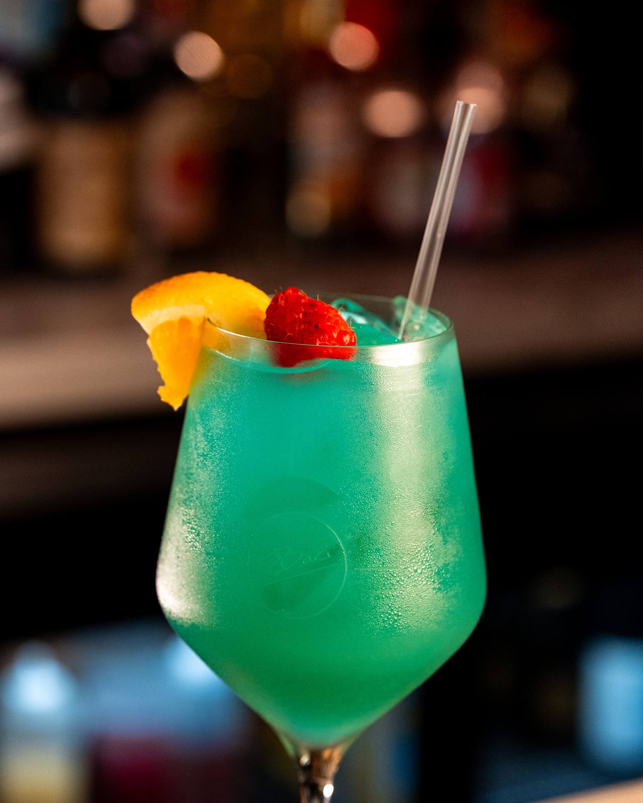 The Baci Blue spritz with orange and raspberry