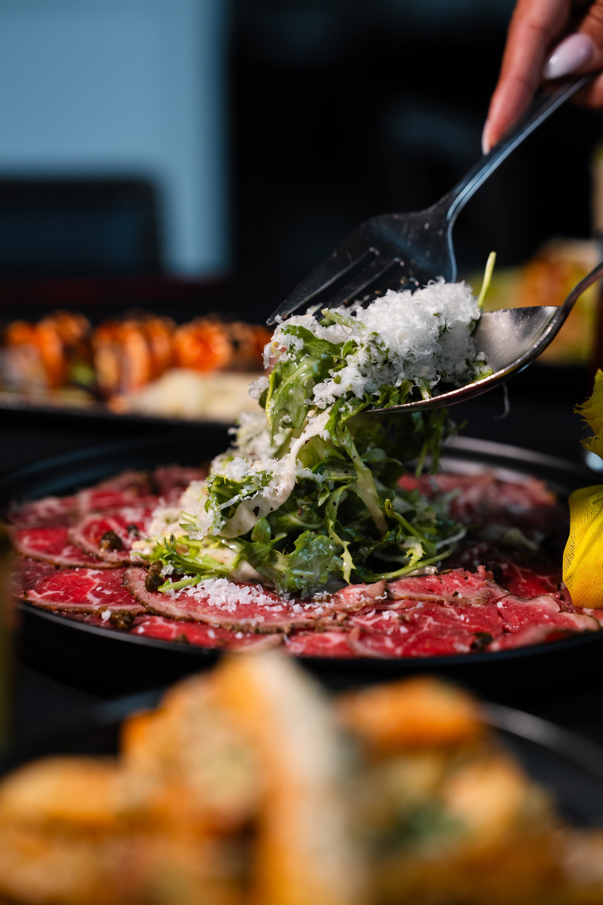 Carpaccio plated at Baci Ristorante